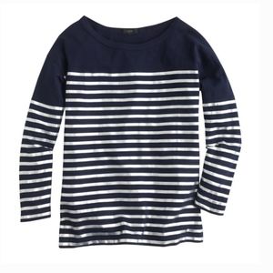J Crew Navy Metallic Stripe Tee Shirt